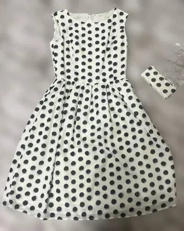 도트 원피스 슬리브리스 DearPrincess 천 벨트 포함 36