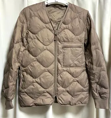 브라운 베이지 퀼팅 다운 자켓