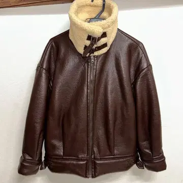 Chico 브라운 가죽 무스탕 자켓