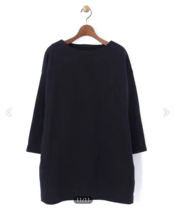 미착용 비어즐리 후 버튼 튜닉 풀오버 백 버튼 울 긴팔