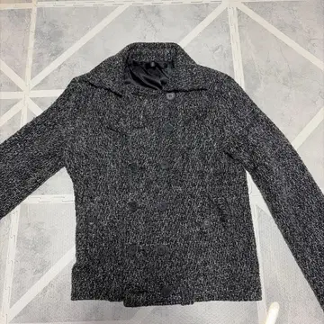 그레이 니트 더블 브레스트 자켓