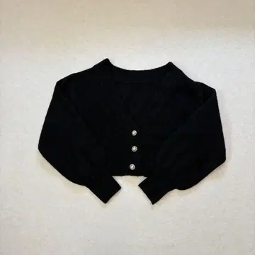 단장 블랙 펄 진주 단추 니트 가디건