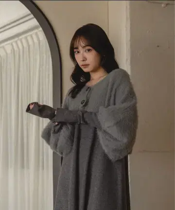 mideal 마이딜 샤기 볼레로 세트 볼륨 슬리브 원피스