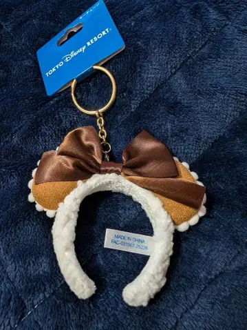 디즈니 리조트 머리띠 키링 복슬복슬 브라운 리본 품절
