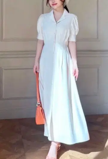 RESEXXY 리젝시 퍼프 슬리브 셔츠 원피스 아이보리