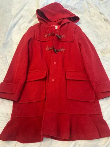 MILK 빨간색 후드 부착 더플 코트