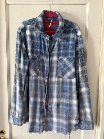 Free Peuple 블루 계열 체크 셔츠