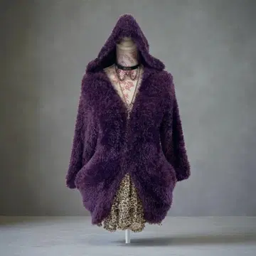 헤이세이 갸루 y2k 더블 지퍼 보아 후드티 purple 그런지