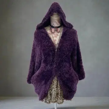 헤이세이 갸루 y2k 더블 지퍼 보아 후드티 purple 그런지