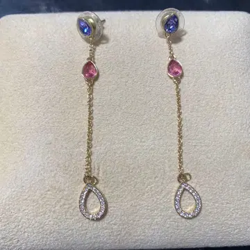 AGATHA 골드 드롭형 핑크 블루 투웨이 타입 귀걸이