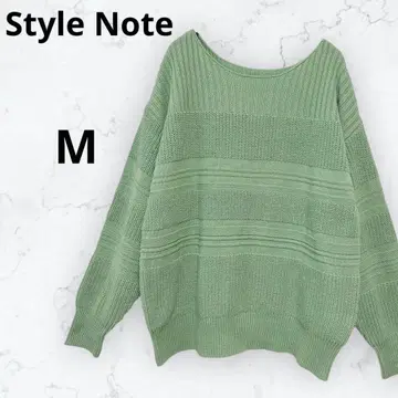 스타일 노트 니트 루즈핏 스웨터 스트라이프 케이블 짜임 M 그린
