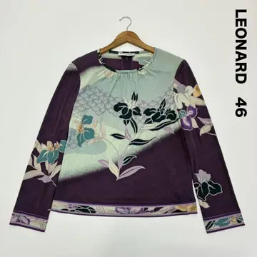 새상품급 LEONARD 레오나르 수선화 실크 100% 풀오버 42 보라색