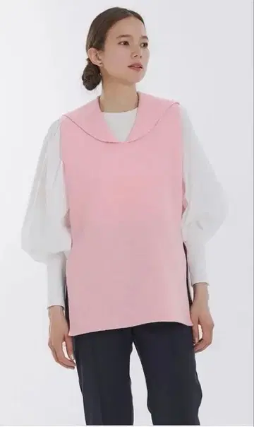 새상품 미사용 택 포함 yori 세일러 카라 니트 베스트 핑크