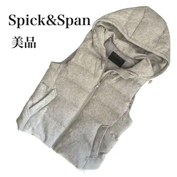 [새상품급] 스픽 앤 스팬 후드 부착 울 그레이 다운 베스트