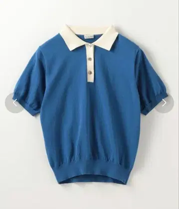 스티븐 앨런 파랑 아이보리 반팔 피케 셔츠