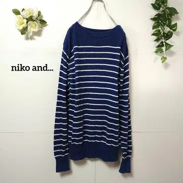 니코앤드 보더 무늬 얇은 소재 니트 코튼 L