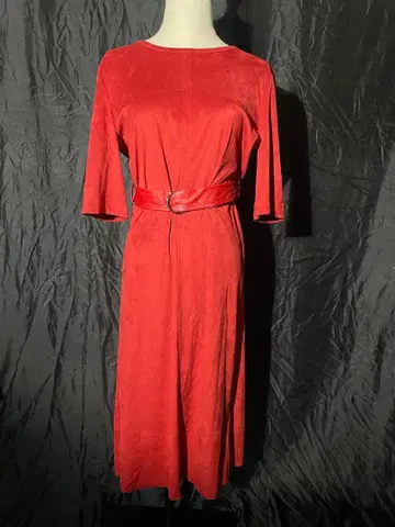 ZARA 빨간색 무릎 기장 원피스 7부 소매