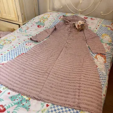 핑크하우스 후드 부착 연한 핑크 롱 원피스풍 자켓