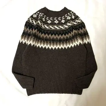 Morris & Sons 노르딕 니트 퀼심 패턴 브라운 영국제