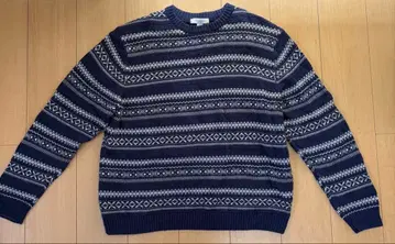 턴버리 네이비 기하학 패턴 니트 L