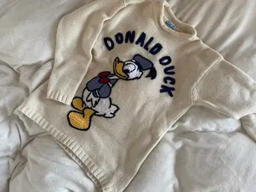 도널드 덕 자수 긴팔 니트