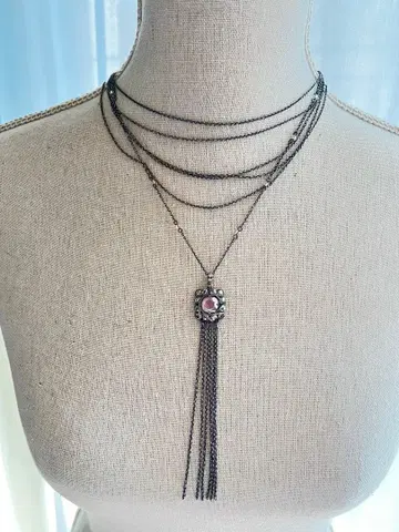 새상품 다이아몬드 컷 스와로브스키 핑크 목걸이 레이디 가가 애용 브랜드