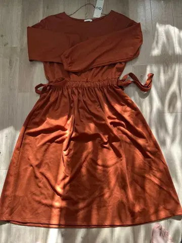 GU 허리 개더 원피스 다크 오렌지