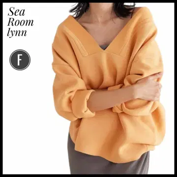 SeaRoomlynn 오렌지 V넥 니트 F 사이즈 코튼 긴팔