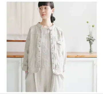 Si-Si-Si Comfort 린넨 스탠드 카라 자켓 ECRU