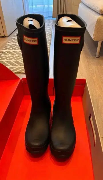 [ 미사용 ] HUNTER 블랙 장화 버클 포함