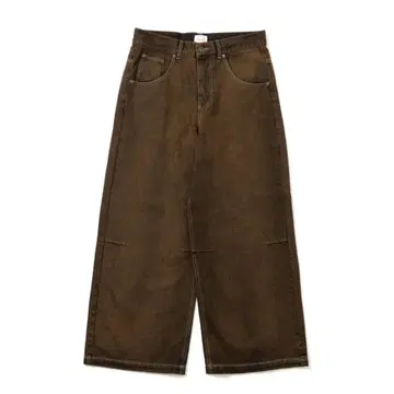 블레스유 브라운 와이드 레그 데님 팬츠