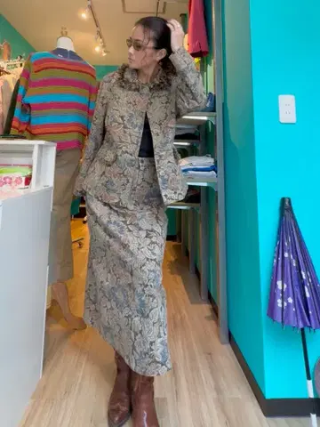 꽃무늬 셋업 자켓 스커트 y2k 포멀 결혼식 경사