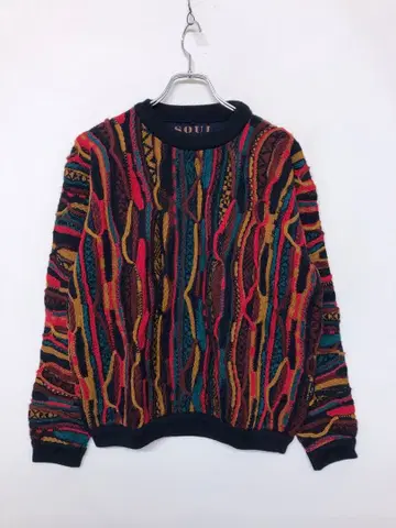 SOUL OF AUSTRALIA 구제 의류 3D 스트라이프 니트 스웨터