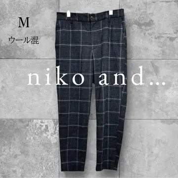 새상품급 니코앤드 팬츠 체크 루즈핏 캐주얼 가을/겨울 내추럴 M