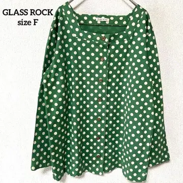 GLASS ROCK [ F ] 면 100 도트 블라우스 튜닉 레트로