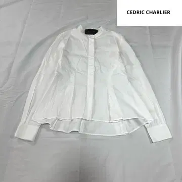 CEDRIC CHARLIER 긴팔 셔츠 노카라 화이트 36 이탈리아제