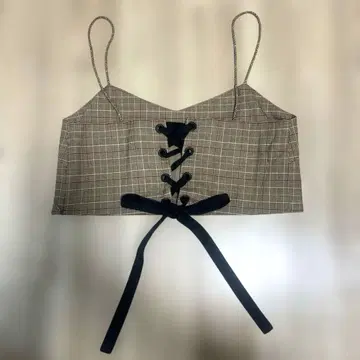 Mila Owen 레이스업 디자인 체크 무늬 뷔스티에