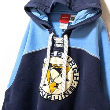 NHL 리복 피츠버그 펭귄 자수 후드 맨투맨 네이비 L 구제 의류