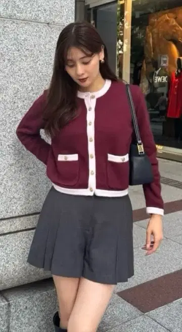 Herlipto Annelise Knit Cardigan burgundy