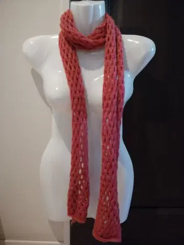 핑크 메쉬 편직 니트 머플러