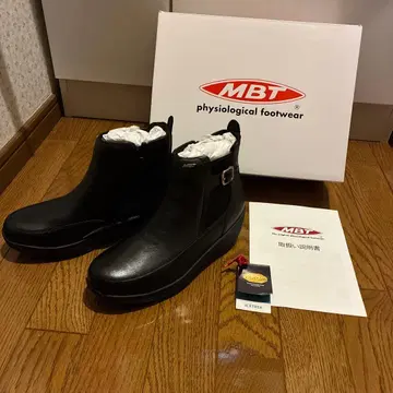 MBT 블랙 가죽 사이드 고어 부츠 EUR 36 22.3cm