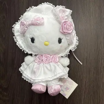 화이트 프릴 헬로키티 봉제 인형 산리오