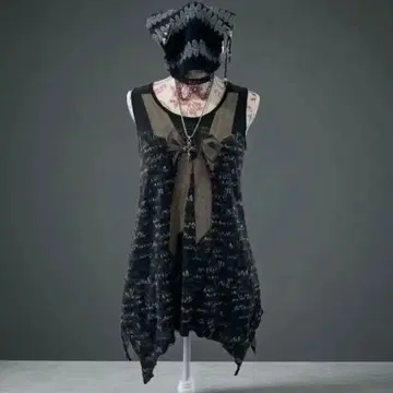 헤이세이 갸루 y2k 슬리브리스 원피스 락 다크코어 모리걸