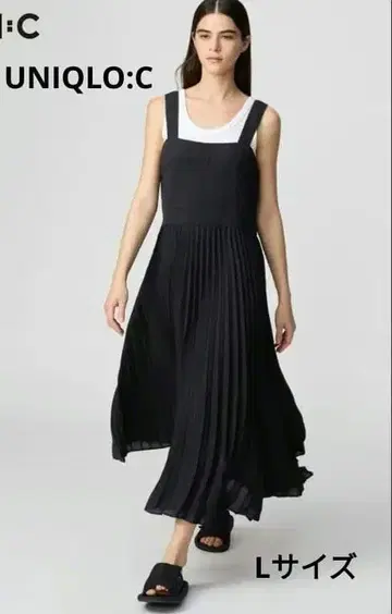 UNIQLO:C 플리츠 스트랩 원피스 블랙