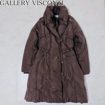 갤러리 비스콘티 다운 코트 롱 리본 볼륨 옷깃 M 브라운