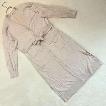 지유 롱 가디건 벨트 포함 베이지 M 사이즈 여성용