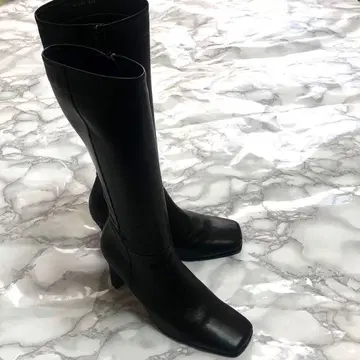 새상품급 긴자 카네마츠 롱 부츠 블랙 사이드 지퍼 힐 22.5cm