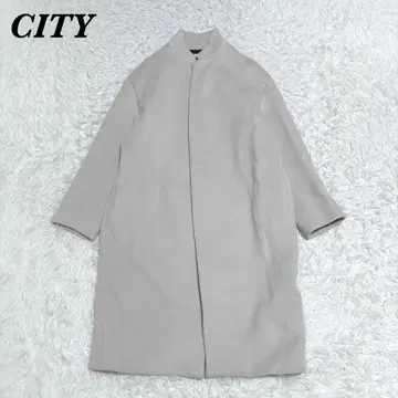 새상품급 CITY 오버 코쿤 코트 울 롱 코트 38 그레이지