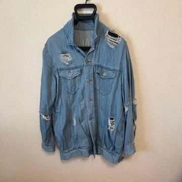 AZUL 데미지 가공 데님 자켓