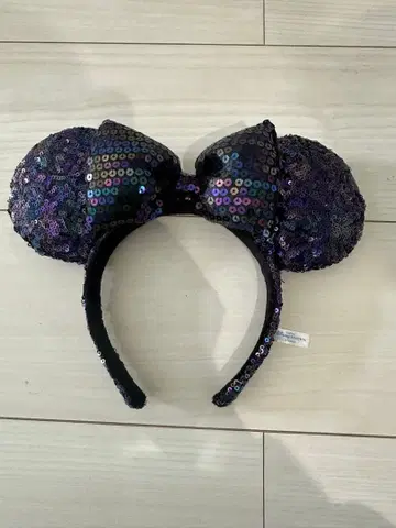 미키 귀 머리띠 블랙과 보라색 스팽글